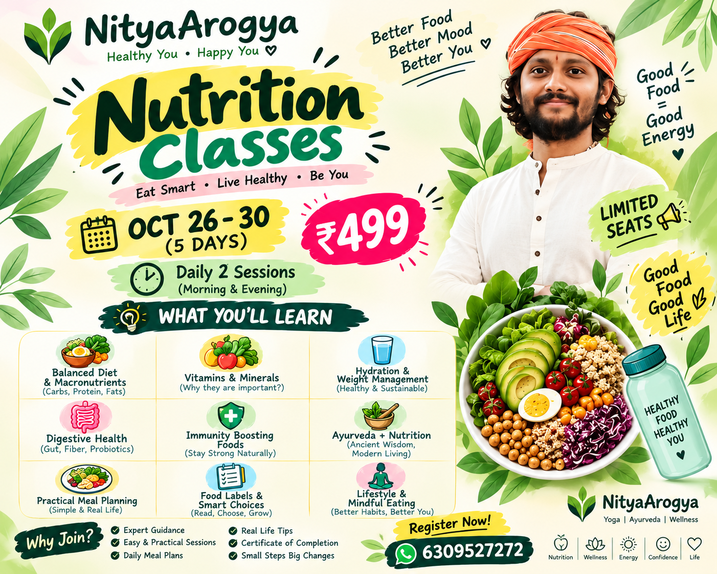 NityaArogya Nutrition Classes Flyer